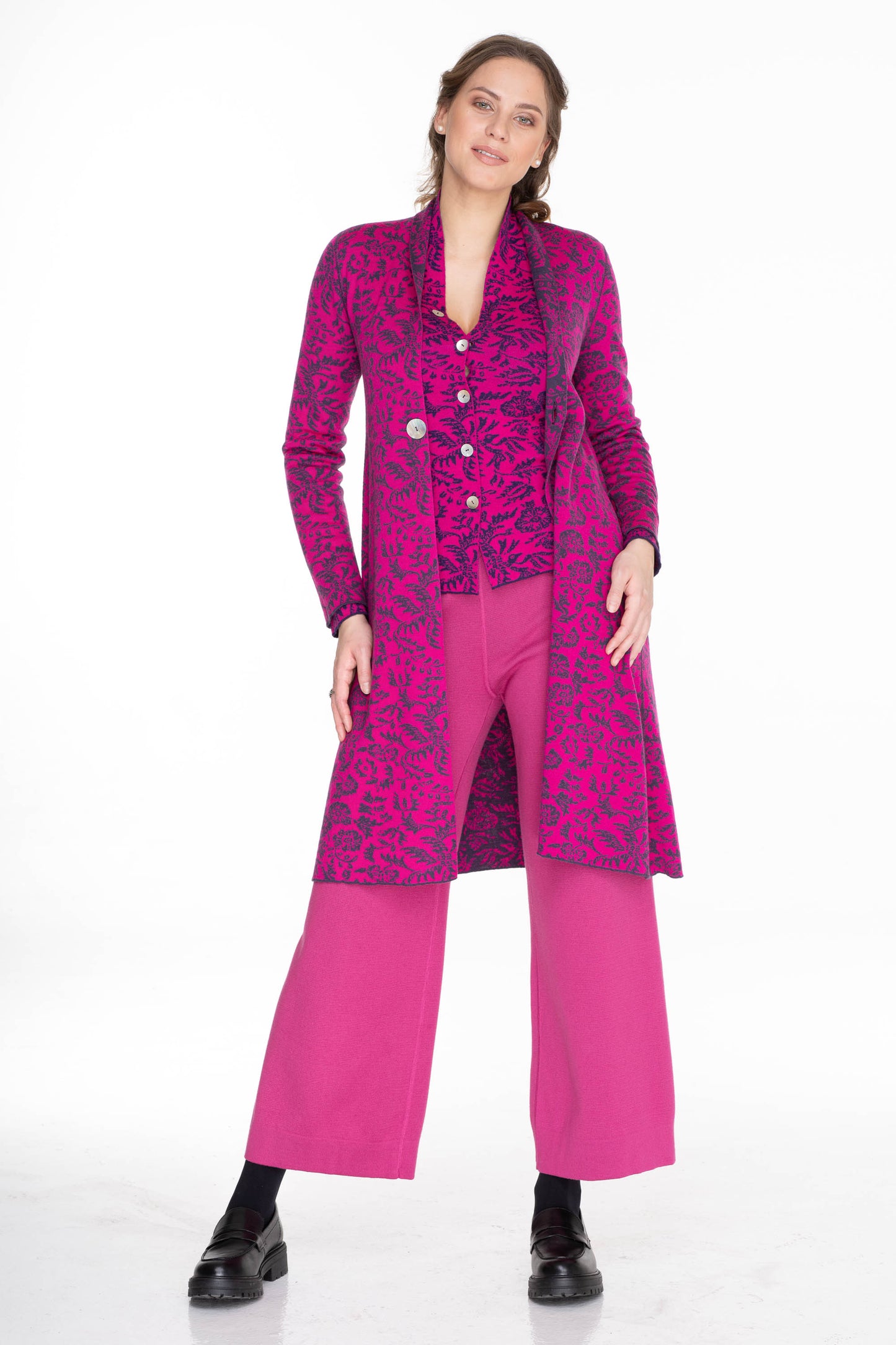 DLOUHÝ ROZŠÍŘENÝ KABÁT/SVETR - 628 F