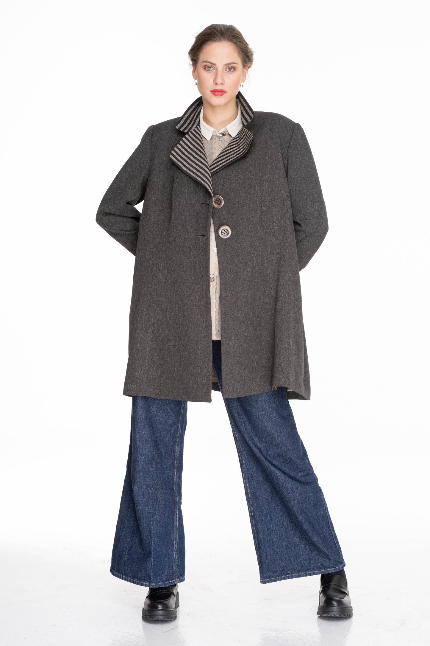 KABÁT S PRUHOVANOU FAZONOU